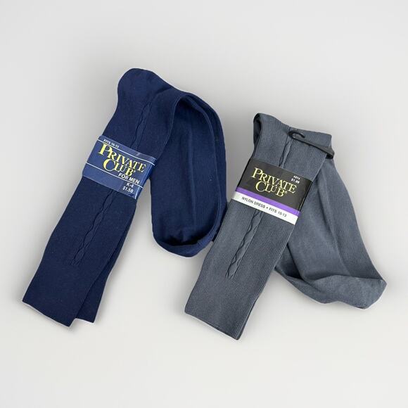 Vintage Private Club Men's Dress Socks Kmart Lot of 2 Pairs 100% Nylon 10-13 New - Picture 1 of 7
